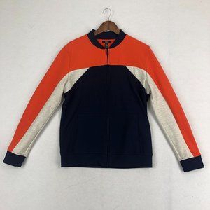 Alfani Men's Medium Blue Orange Grey Retro Full Zip Long Sleeve Track Jacket